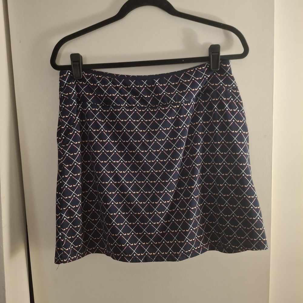 Emerald 18 Women's Navy Blue Geometric Patterened Mini Skort